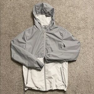 New Balance Gray and White Hooded Windbreaker